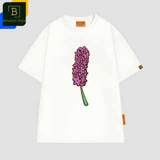 Áo thun unisex tay lỡ in hình vẽ nhánh hoa Lavender Oải Hương đơn giản cute lavender shirt BND969