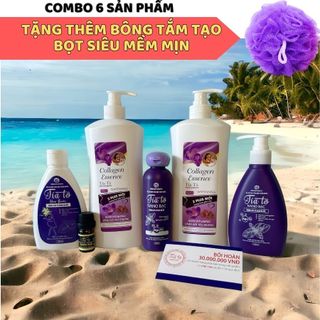  2 chai sữa tắm tía tô collagen, 1 ddvs tía tô nano bạc, 1 dung dịch vệ sinh hoa bưởi, 1 tía tô...