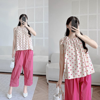 Set áo bi nơ cổ và quần đũi