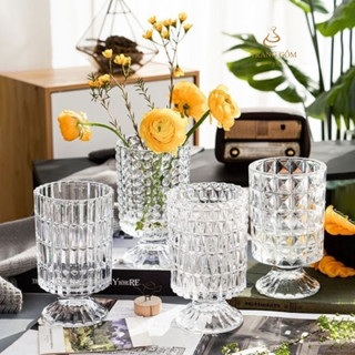 Lọ hoa thuỷ tinh dáng ly tròn, bình cắm hoa thuỷ tinh hiện đại, lọ thuỷ tinh cắm hoa để bàn