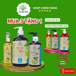 [TẶNG QUÀ] Combo serum xịt ủ tóc + Dầu gội vỏ bưởi + Kem xả vỏ bưởi AmeGreen chống rụng tóc, thưa tóc, kích mọc tóc