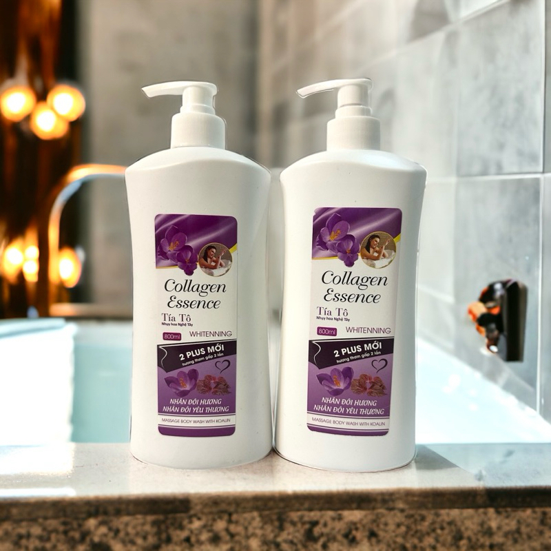 {Combo 3 sản phẩm} 2 chai sữa tắm tía tô collagen 800ml dưỡng trắng body + 1 dung dịch vệ sinh nano bạc ngừa nấm ngứa..
