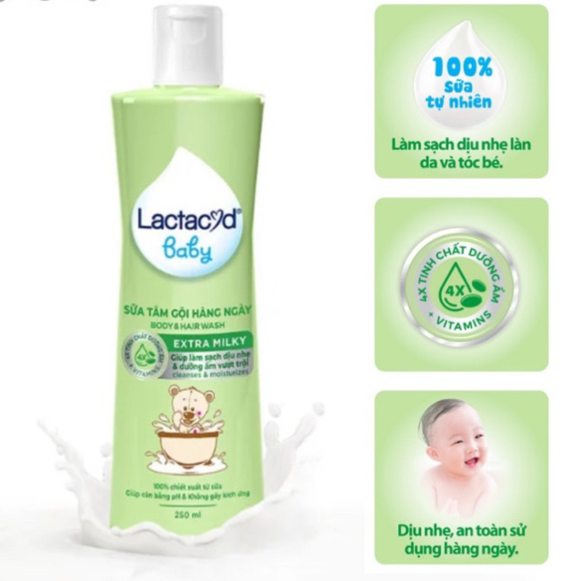 Sữa tắm cho bé Lactacyd Milky 250ml