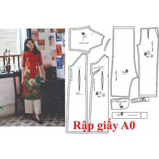 Rập giấy may bộ áo dài mã AD21( áo + quần) (BẢN VẼ)