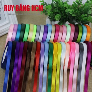 Ruy băng lụa vải satin 1cm làm hoa, nơ, gói quà trang trí giáng sinh cuộn 22 mét