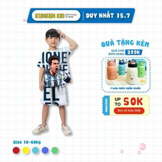 Quần áo bé trai thể thao KUNKUN KID TT021-25 chất Thun lạnh in 3d hình cầu thủ bóng đá, size đại cho trẻ em từ 10 - 60kg