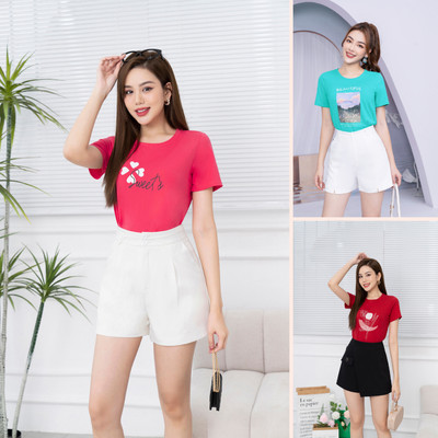 Áo phông nữ dáng vừa NA01 lẻ size mẫu lộn xộn chất thun cotton Loza PT001