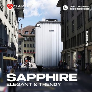 Vali kéo nhựa du lịch sakos sapphire khung nhôm z22 - size s / xách tay - khóa tsa - nhựa pc