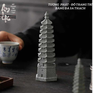 Tượng Tháp Văn Xương, Chất Liệu Đá Sa Thạch, Cao 16,5cm, Tượng Decor Bàn Trà, Văn Phòng, Tiểu Cảnh, 