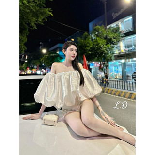 Set áo lụa tafta sooc đính đá Chuẩn mẫu
