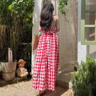 [Maxi] Đầm maxi caro khoét 2 dây - Nhà Lỳ Có Maxi