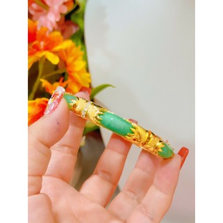 Vòng tay trung  niên đá xanh  mạ 18.k cao cấp K 025