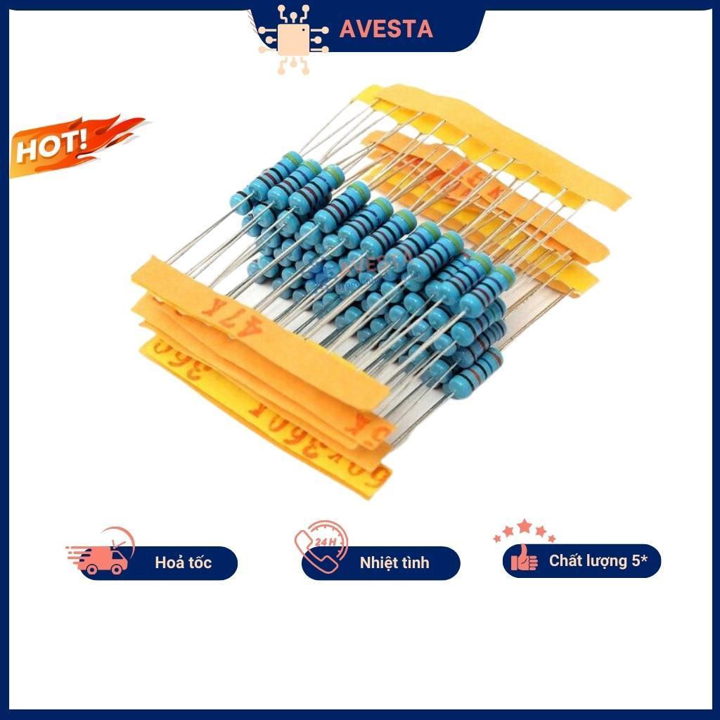 Điện trở vạch 1/2W 820K 1% chân đồng túi 10 chiếc chất lượng tốt Avesta.