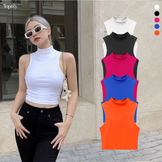  Áo croptop ba lỗ nữ TOPTIFY cổ lọ trơn sát nách thun bo gân co giãn form basic - Trip Away Top AC221 - TTF023 