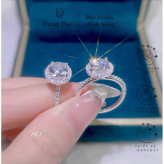 Nhẫn bạc nữ DUNG BẠC , nhẫn tròn đinh đá nhẹ nhàng thanh lịch