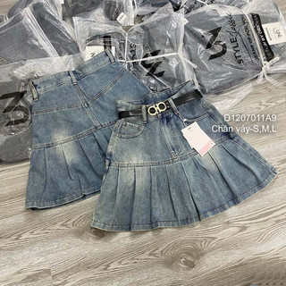 Chân váy jean xòe xếp ly, chân váy bò ngắn viens store