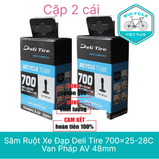 Cặp 2 cái săm ruột xe đạp deli tire 700x25-28c van mỹ av 48mm