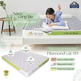 Nệm Cao Su Tổng Hợp Kim Cương Diamond - Áo Nệm Vải Gấm 4D Kháng Cháy.