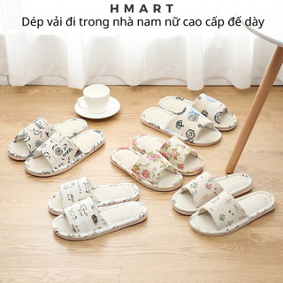 Dép vải đi trong nhà mùa đông nam nữ Hmart Dép đi trong nhà văn phòng nam nữ cao cấp đế dày chống trơn trượt