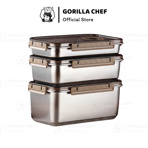 Hộp bảo quản thực phẩm 304 cao cấp Gorilla Chef hộp đựng thức ăn và trữ lạnh
