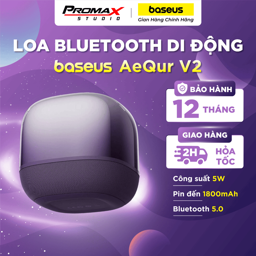 Loa Bluetooth Baseus AeQur V2 Âm Trầm Mạnh Mẽ 3 chế độ EQ Âm thanh 360°