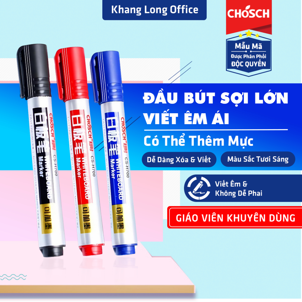Bút Lông Bảng CHOSCH CS-H700, Bút Viết Bảng Trắng Có Thể Thêm Mực, Dễ Dàng Tẩy Xóa