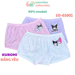 Quần chip bé gái Kuromi Gee, set 3 quần lót đùi mặc váy vải sợi sồi mềm mát, thoáng khí, co giãn, kháng khuẩn, khử mùi