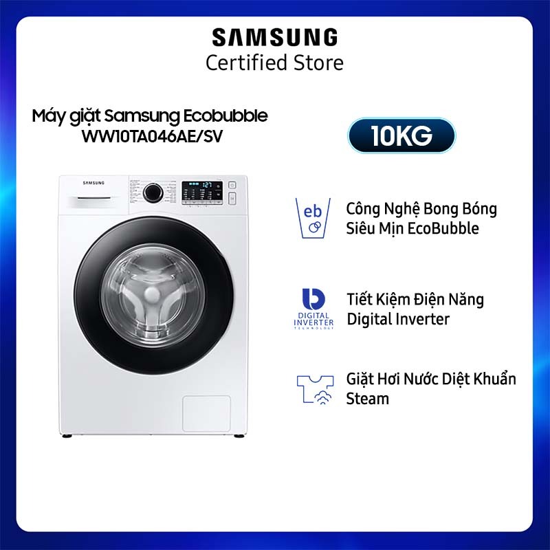 Máy Giặt Samsung Inverter 10 Kg WW10TA046AE/SV - Miễn phí giao + lắp Toàn Quốc