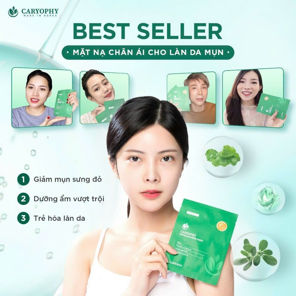 Mặt Nạ Tràm Trà Caryophy Portulaca Mask Sheet 22g - myphamsachi