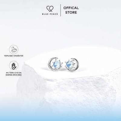 Khuyên Tai Bạc 925 Blue Peach KT Sun In Moon VN - Moonstone KT721