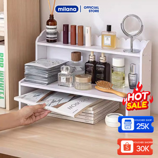 Kệ sách gỗ để bàn 2 tầng đựng sách vở, mỹ phẩm đa năng, giá đỡ đựng đồ bàn học