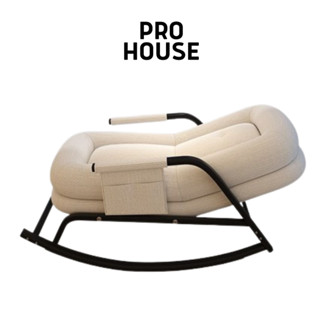 Ghế Tựa Bập Bênh Khung Thép, Ghế Lười Thư Giãn Bông Nỉ Dùng Ban Công, Phòng Khách, Phòng Ngủ Decor Phong Cách Bắc Âu