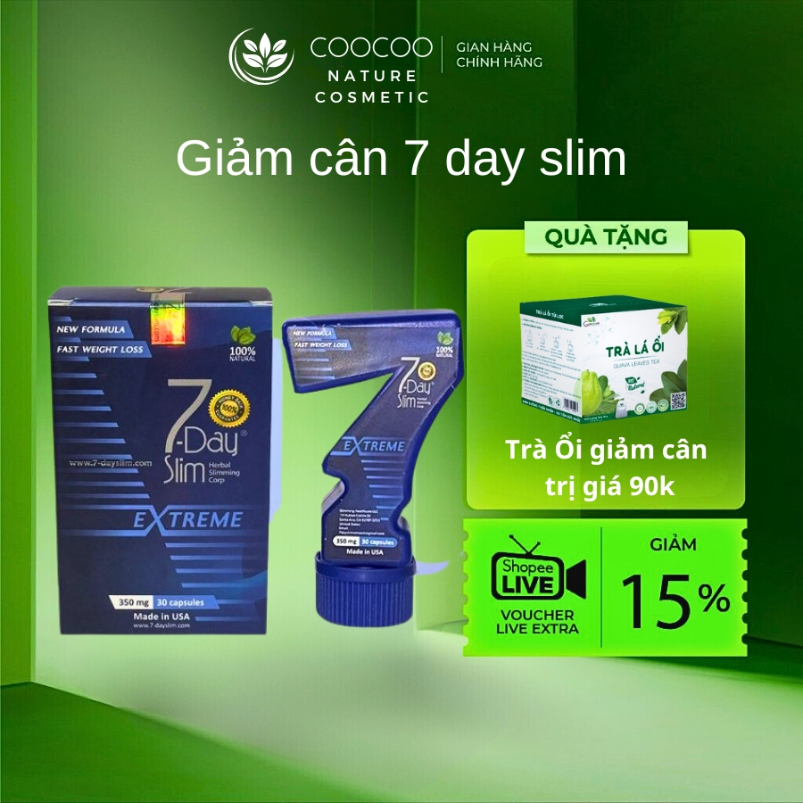  7 Day Slim  Viên Uống Giảm Cân Nhập Khẩu Mỹ  30 Viên  