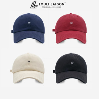 Mũ lưỡi trai nam nữ LOULI SAIGON thêu form mềm, nón lưỡi trai kaki màu đỏ thời trang Hàn Quốc M66