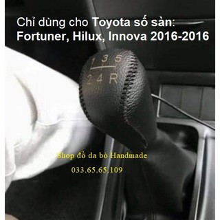 [Da xịn] Bao da bọc cần số phanh tay Toyota fortuner, hilux, innova số sàn 5 số (2005-2016) bằng da bò