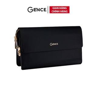Ví cầm tay da nam chính hãng gence rb02 da bò khóa số cao cấp màu đen
