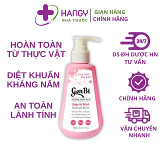 Nước giặt đồ lót thực vật Genbi diệt khuẩn, kháng nấm hương nước hoa không để lại vết ố vàng, an toàn cho da (200 ml)
