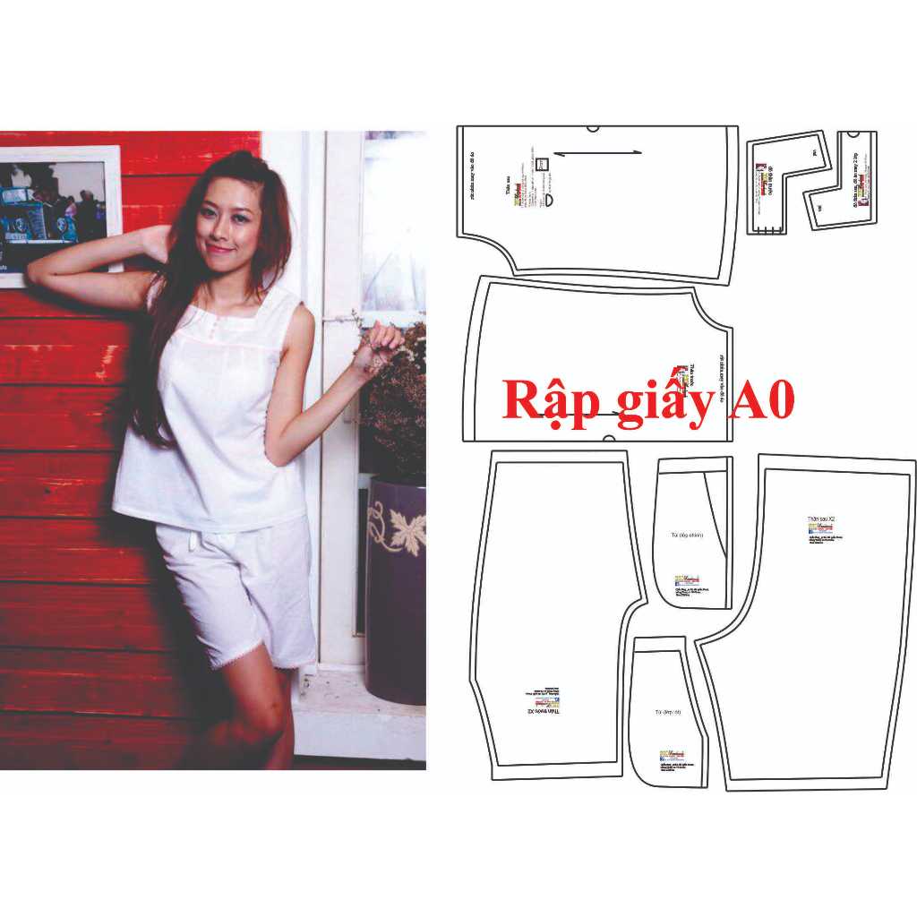 Rập giấy A0 mã 67 (BẢN VẼ) rập bộ quần lưng thun