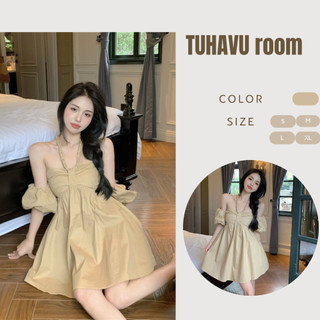 Váy babydoll trễ vai tay rời Tuhavu Room, váy mang phong cách pháp sang trọng dành cho nữ