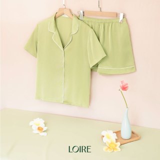 Đồ Ngủ Nữ Mùa Hè Loirechic Pijama Trơn Dáng Ngắn Chất Liệu Lụa Ngọc Trai PCC05