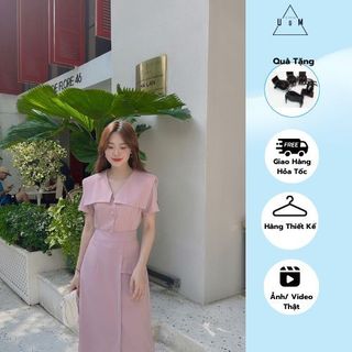 Áo Peplum kiểu sơ mi cộc tay cổ thủy thủ U&M công sở thanh lịch