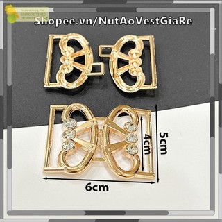Khóa mở, móc gài cho áo đầm, thắt lưng, khóa dây nịt màu vàng đính đá sang trọng, khoá mở