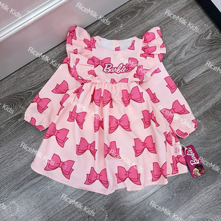 Váy đầm cho bé gái Barbie màu hồng nơ