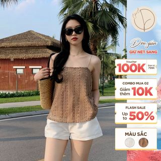 Áo hai dây nữ đi biển Chicly Design chất liệu ren cao cấp - Min606