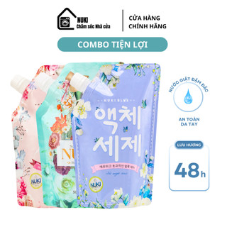  2 túi nước giặt NUKI BLUE + Nước xả vải NUKI Cô Vịt Xanh - Mềm mại đến từng sợi vải