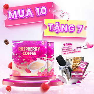 Combo 10 Hộp Cafe Giảm Cân Mâm Xôi Đỏ Raspberry Chính Hãng Max Eagle Kèm Quà Tặng