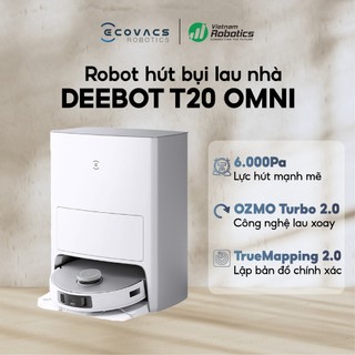 Robot hút bụi lau nhà ecovacs deebot t20e / t20 omni - trắng/bạc bản quốc tế