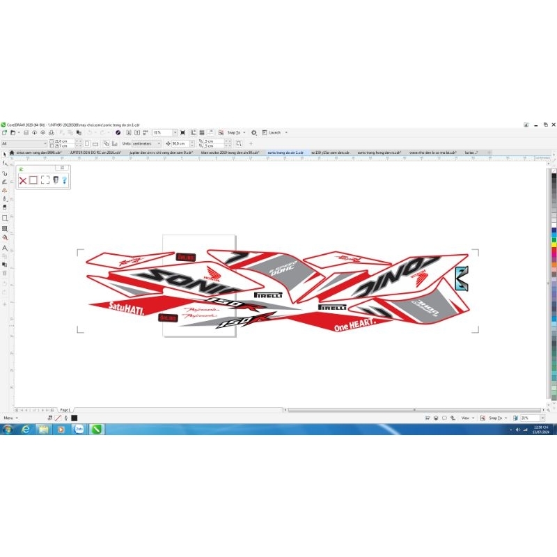 tem rời sonic 150 đỏ trắng chế zin