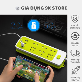 Ổ Cắm Điện USB Đa Năng Cao Cấp Chống Giật Dây Dài Tích Hợp 3 Cổng Cắm USB Có Chốt An Toàn Tiện Dụng Có Lỗ Cắm 3 Chân