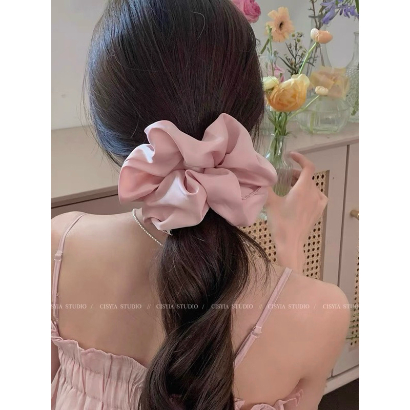 Cột tóc scrunchies size lớn vải lụa nhiều màu MC832